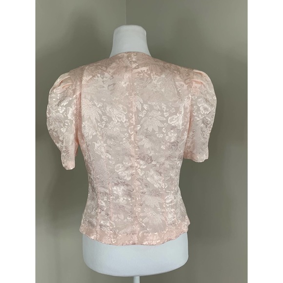 Vintage 80s Pink Victorian Goth Edwardian ShabbyChic Ephemera SteamPunk Poof Top - Picture 5 of 9